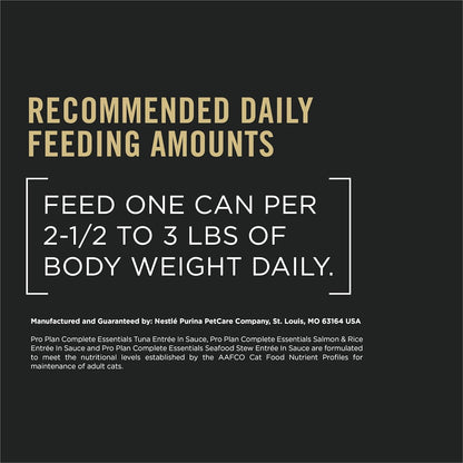 Purina Pro Plan High Protein Cat Food Complete Essentials Wet Cat Food Seafood Favorites Variety Pack 3 Ounce (Pack of 24)