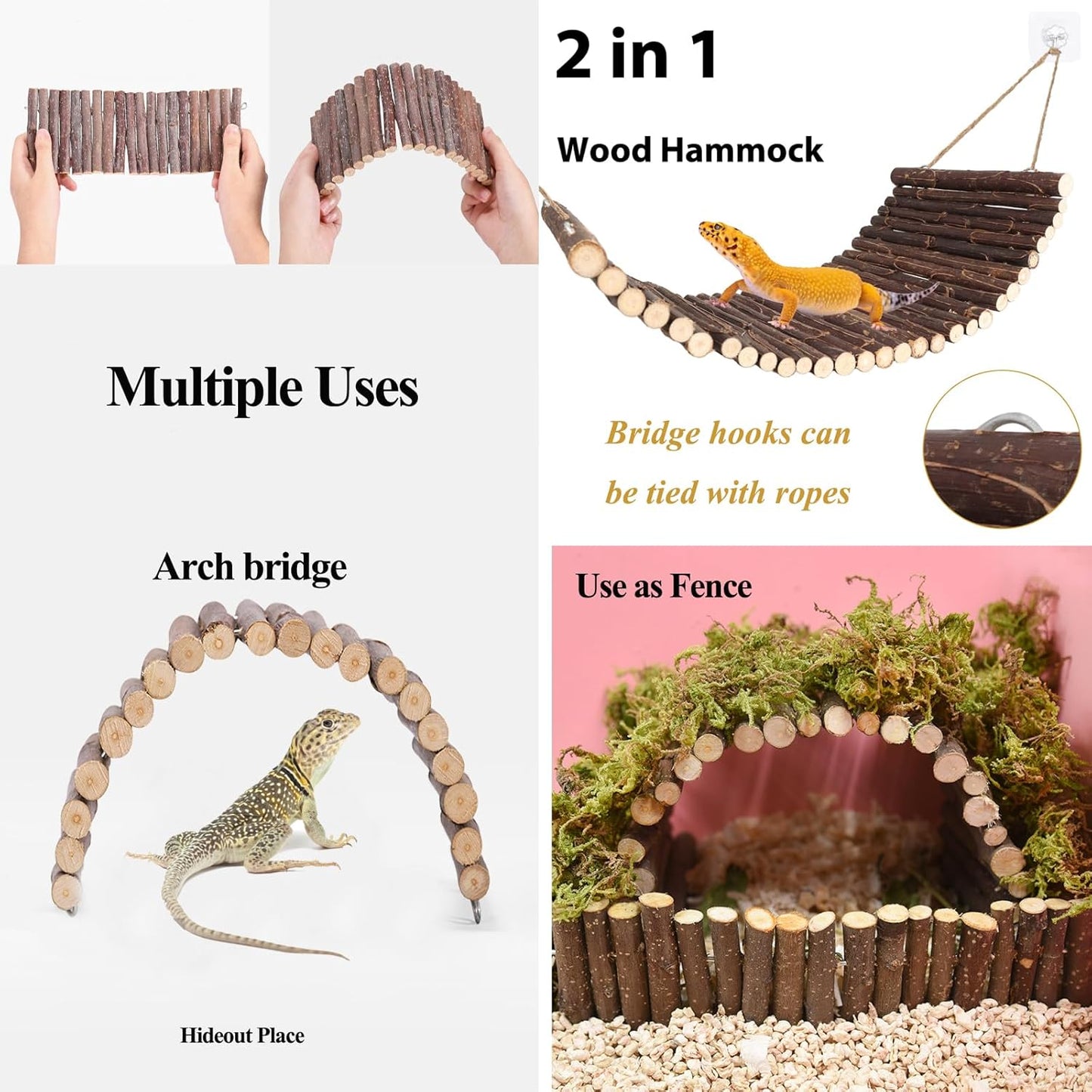 Bearded Dragon Tank Accessories, 10 PCS Reptile Hammock Plants Bridge Jungle Climber Vines for Snakes Bearded Dragon Chameleon Gecko Lizard