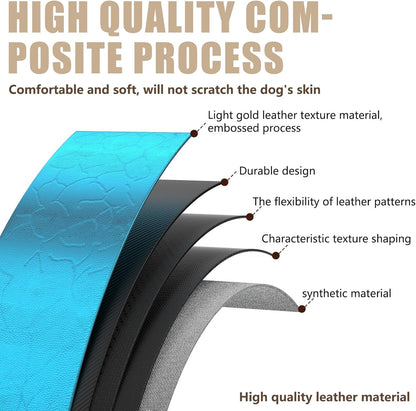 Leather AirTag Dog Collar Dog Collar with Airtag Holder | IP68 Waterproof AirTag Holder with Metal Buckle, Comfortable GPS Dog Collars Tracker for Medium Large Dogs (Blue, M)