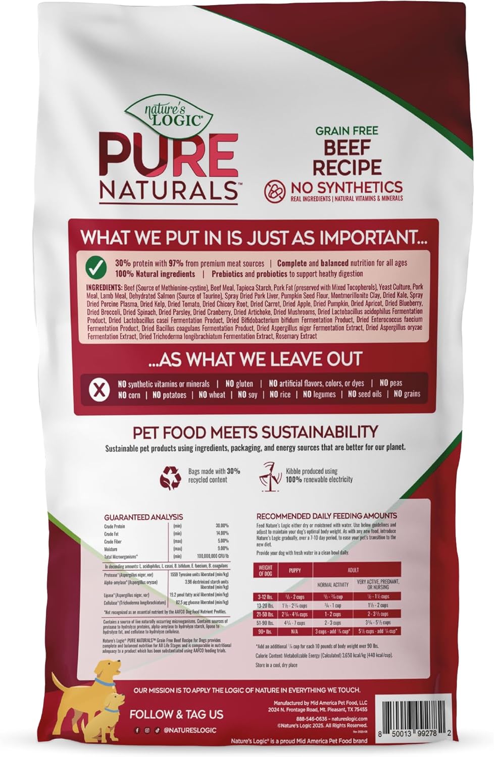 NATURE'S LOGIC Pure Naturals™ 100% Natural Grain-Free Beef Recipe Synthetic-Free Dry Dog Food, 24 lbs