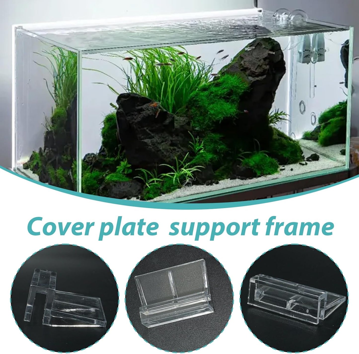 15 Pcs Rimless Aquarium Lid Clips for 5-6mm Glass, Clear Acrylic Aquarium Cover Support Clamps for Fish Tank Lid Holder, Plastic Tank Top Clips for Glass Canopy or Piscine Hoods and Covers