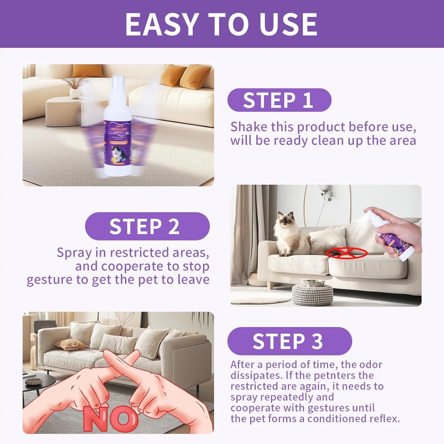 Cat Scratch Deterrent Spray, Cat Repellent Spray Indoor and Outdoor for Cat and Kitten, No Scratch Spray Training Aid for Furniture, Sofas, Curtains - Non-Toxic, Alcohol-Free Formula