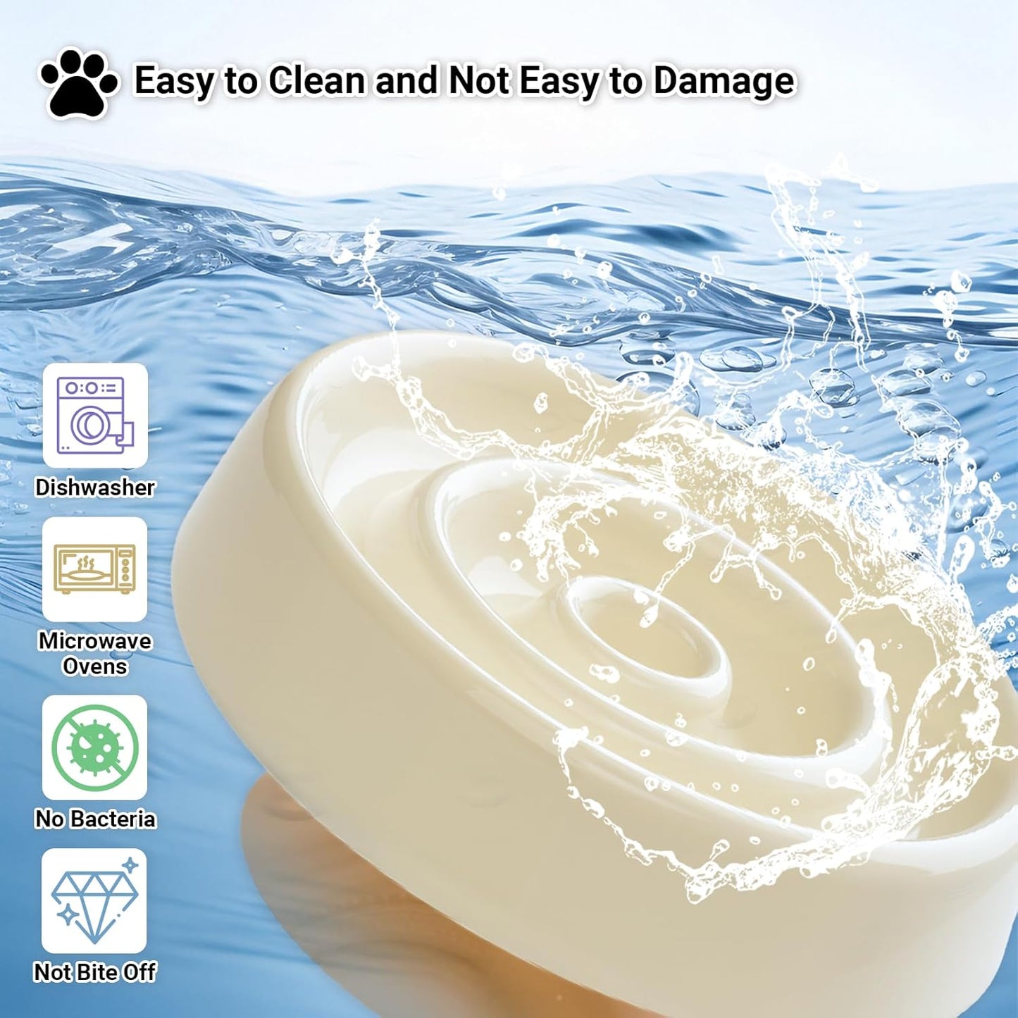 Ceramic Slow Feeder Dog Bowls Food and Water,Anti-Slip Concave and Convex Elevated Wooden Seat,Puzzle Lick Mat Feeder for Small Medium Large Breed Dog and Cat Essentials