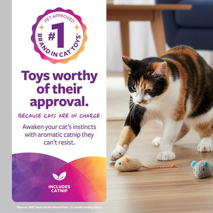 SmartyKat (3 Count) Skitter Critters Catnip Cat Toys - Gray/Cream, 3 Count