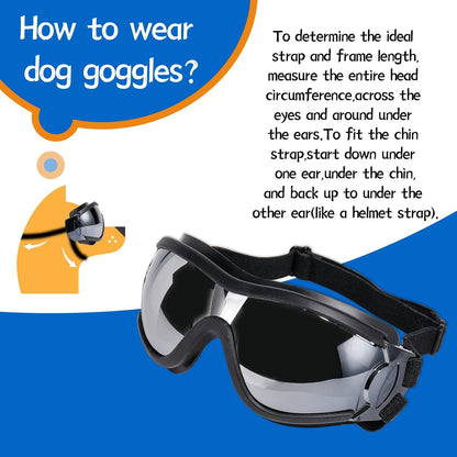 NVTED Dog Sunglasses/Goggles, UV/Wind/Dust/Fog Protection Pet Glasses Eye Wear with Adjustable Strap for Medium or Large Dog (Pack of 1)