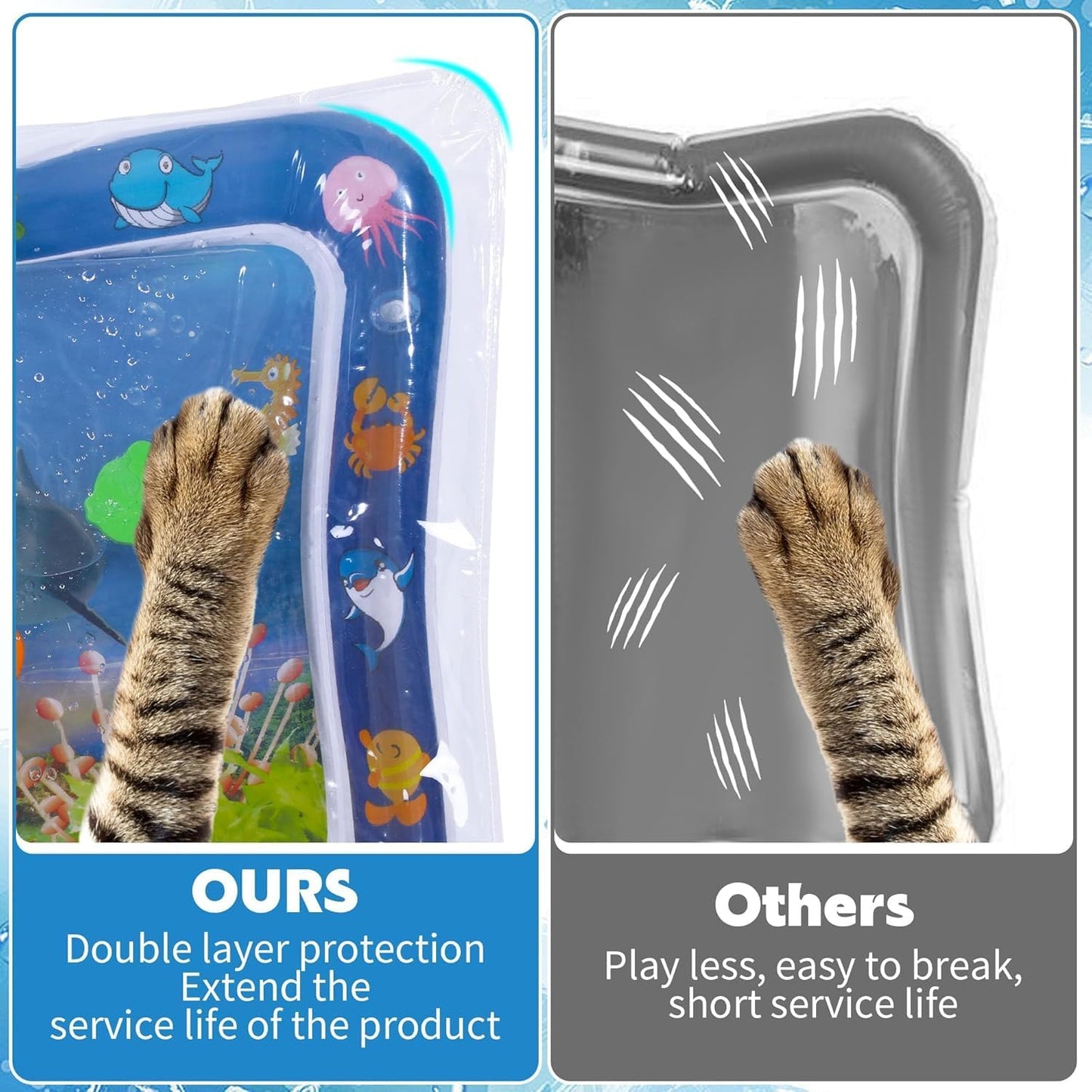 2 Packs Thickened Water Sensor Play Mat for Cats,Cat Cooling Pad Keep Your Pets Cool in The Summer,Cats Water Play Mat with Fish for Pet Play,Cat Water Mat Toy for Kids,Pets(Dolphin Design)