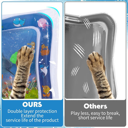 2 Packs Thickened Water Sensor Play Mat for Cats,Cat Cooling Pad Keep Your Pets Cool in The Summer,Cats Water Play Mat with Fish for Pet Play,Cat Water Mat Toy for Kids,Pets(Dolphin Design)