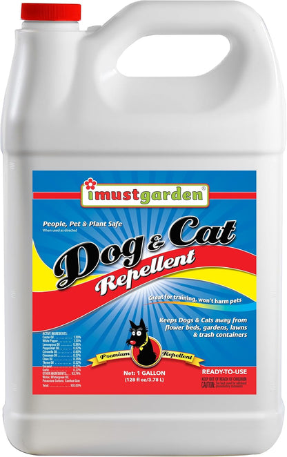 IMUSTGARDEN Dog and Cat Repellent: All Natural Spray to Stop Chewing and Repel from Yards, Plants, and Gardens – 1 Gallon Ready-to-Use