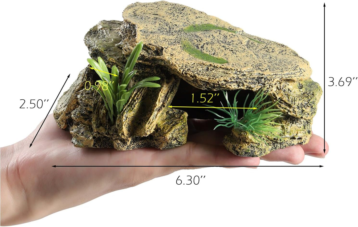 IBWell Leopard Gecko Hide Small Reptile Hides Resin Mini Reptile Basking Rock Humid Hide Turtle Cave Lizard Hide Reptile & Amphibian Habitat DÉCor