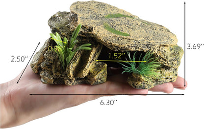 IBWell Leopard Gecko Hide Small Reptile Hides Resin Mini Reptile Basking Rock Humid Hide Turtle Cave Lizard Hide Reptile & Amphibian Habitat DÉCor