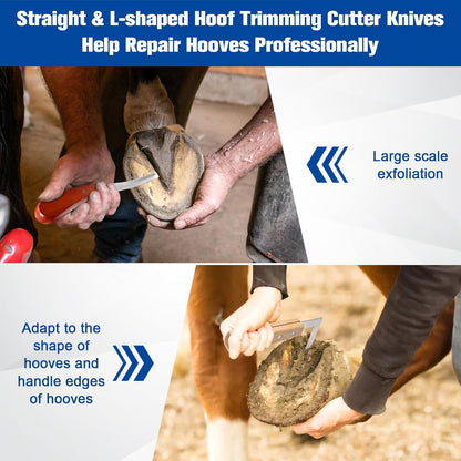 10 Inch 8 Pcs Farrier Tools, Horse Goat Hoof Trimmers for Goats and Sheep with Carbon Steel Nipper, Shears Nail Clipper, Rasp File, Hoof Trimming Cutter Knives, Horseshoe Brush, Storage Bag