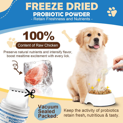 6 Billion CFUs Dog Probiotics Powder with Pumpkin, Prebiotics & Digestive Enzymes for Digestive, Gut & Immune Health, Chicken Flavor, 70 Scoops