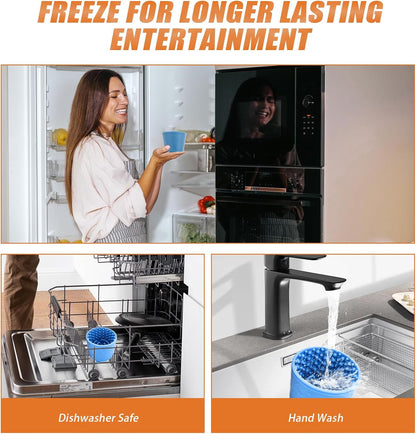 Dog Slow Feeder Bowl, Non-Slip Slow Dog Eating Bowl, Silicone Anti-Choking Treat Dispenser, Easy to Clean & Durable Pet Dish (Small, Dark Blue)