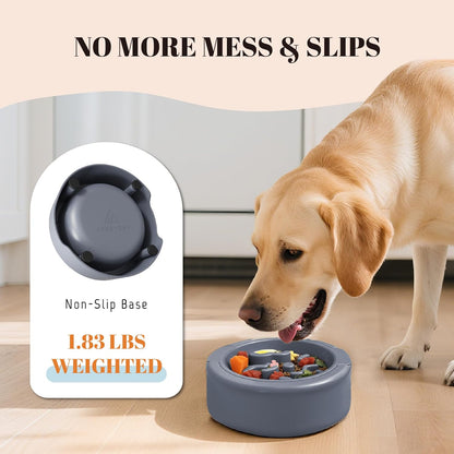 AVERYDAY Large 3-in-1 Slow Feeder Dog Bowls, Two 1.5 Cup Maze Dog Feeder Bowl Inserts, Anti-Slip Spiral Food Dish for Wet, Dry, Raw Food, Slow Down Eating Puzzle Feeding Bowl for Medium Large Dogs