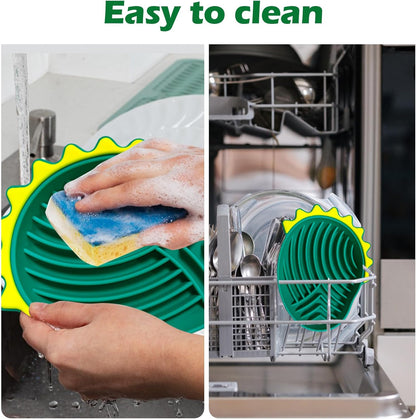 Silicone Slow Feeder Dog Bowls, 8.6"L×6.5"W×1.4"H Slow Feeder to Prevent Choking, Non-Slipping Maze Dog Food Bowl for Dry Wet Food, Versatile Pet Bowl for Dogs and Cats, Dogs Accessories(Dark Green)