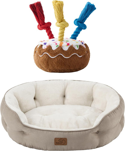Bedsure Dog Beds for Small Dogs with LESURE Dog Birthday Cake Toy