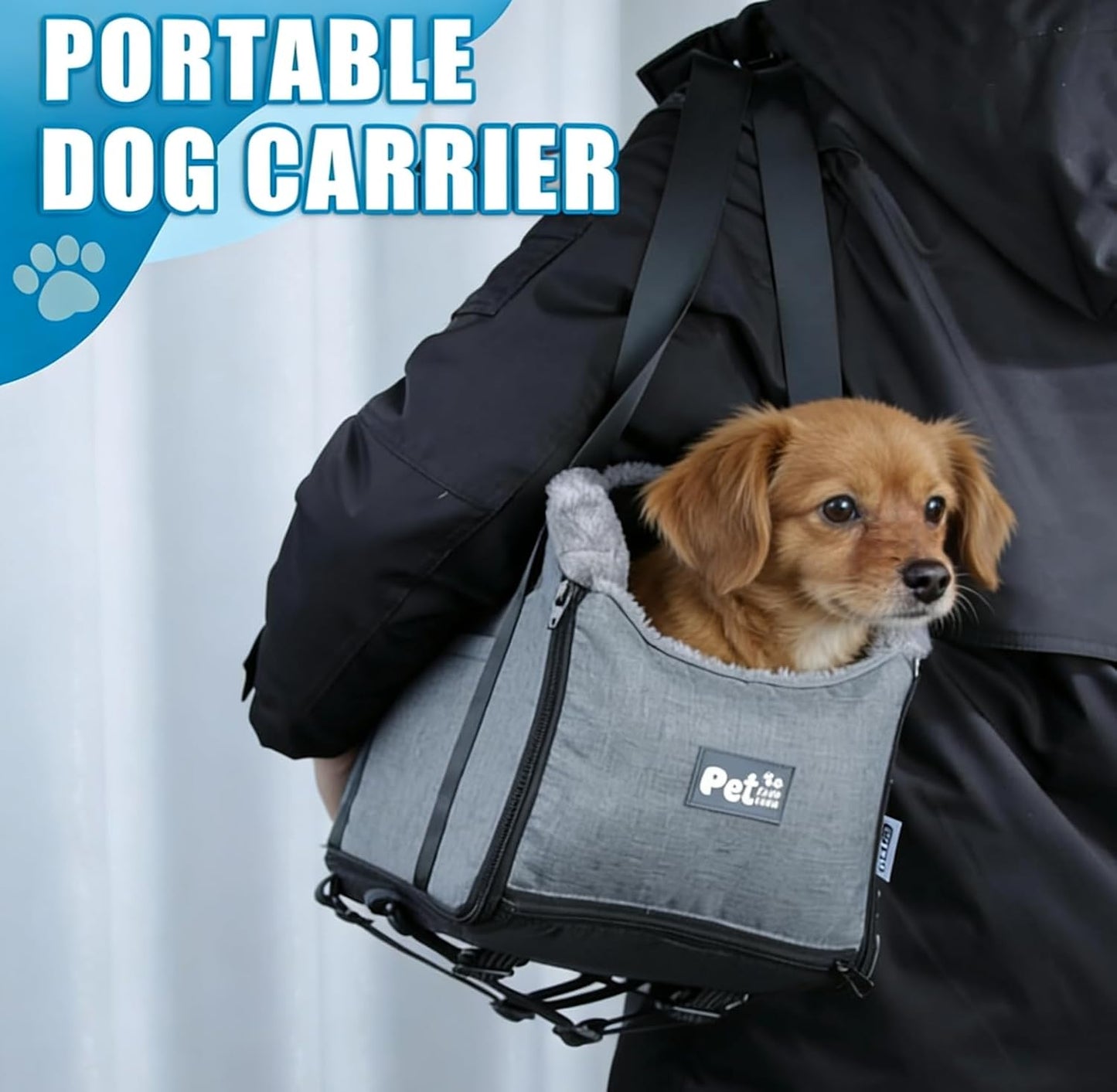 Elevated Dog Car Seat for SUV & Sedan - Pet Booster Seat with Safety Belt & Anti-Slip Platform, Convertible into Travel Carrier Bag & Indoor Bed (Grey)