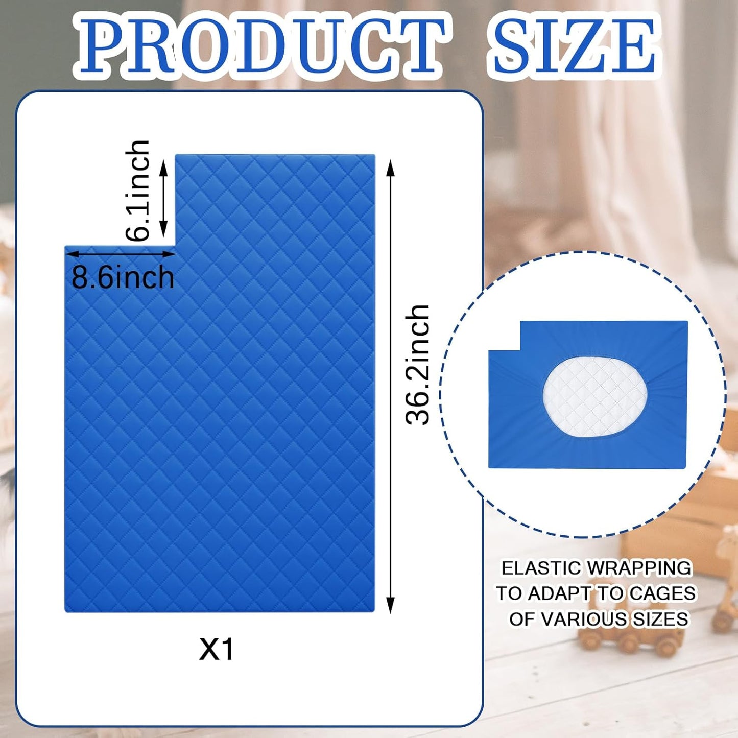 1 Pcs Ferret Cage Liner Washable Ferret Pads Bedding Cage Accessories Kit for Small Animals Hamster Rats Chinchillas Hedgehogs Guinea,Stain-Resistant Material (Top Pan Liner,Blue)