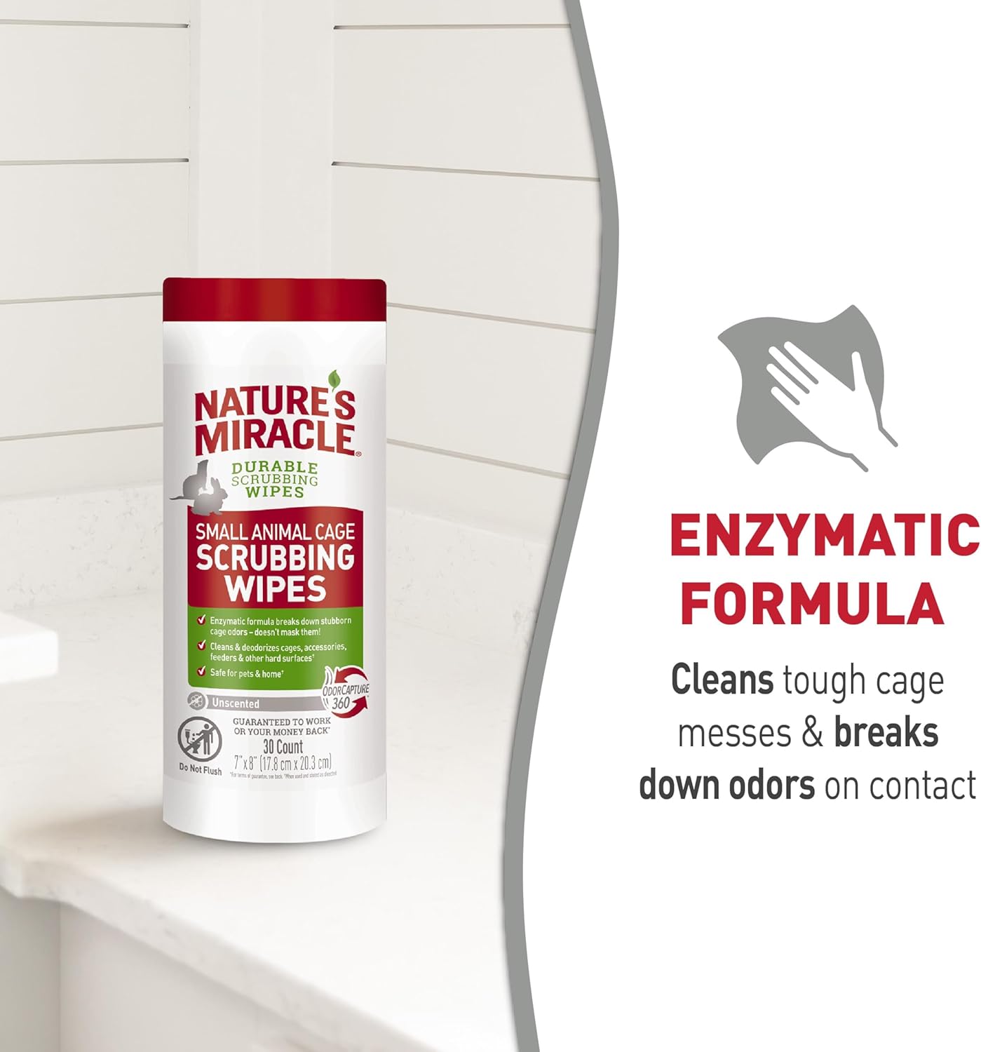 Nature’s Miracle Small Animal Cage Scrubbing Wipes 30Ct