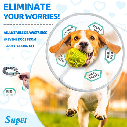 Supet Dog Cone Collar After Surgery to Stop Licking: Adjustable Recovery Elizabeth Collar Alternative for Large Medium Small Dogs, Plastic Pet Head Neck Cone (XS)