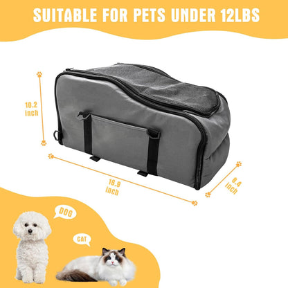 Dog Car Seat for Small Medium Dogs to 0-13lbs, Portable Memory Foam Console Dog Armrest Booster Seat with Safety Belt, Detachable Soft Cushion, Pet Car Seat Travel Bed