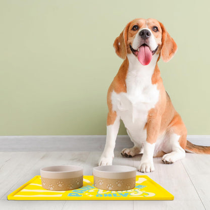 Pawsitve Vibes Pet Placemat, Pet Food Mat for Food and Water Bowls, Puppy Essentials Home Decor Placemats & Supplies