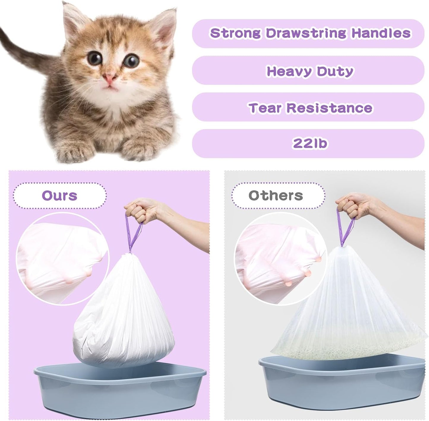 Cat Litter Box Liners Large, 30 Pack Jumbo Drawstring Cat Litter Bags, Extra Thick Litter Pan Liners Heavy Duty 36"x16"
