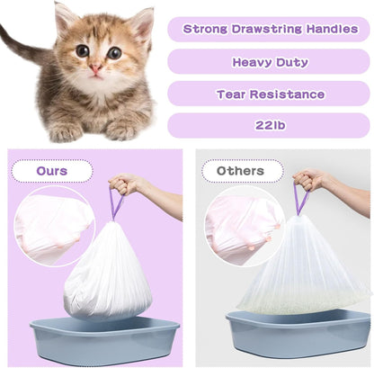 Cat Litter Box Liners Large, 30 Pack Jumbo Drawstring Cat Litter Bags, Extra Thick Litter Pan Liners Heavy Duty 36"x16"