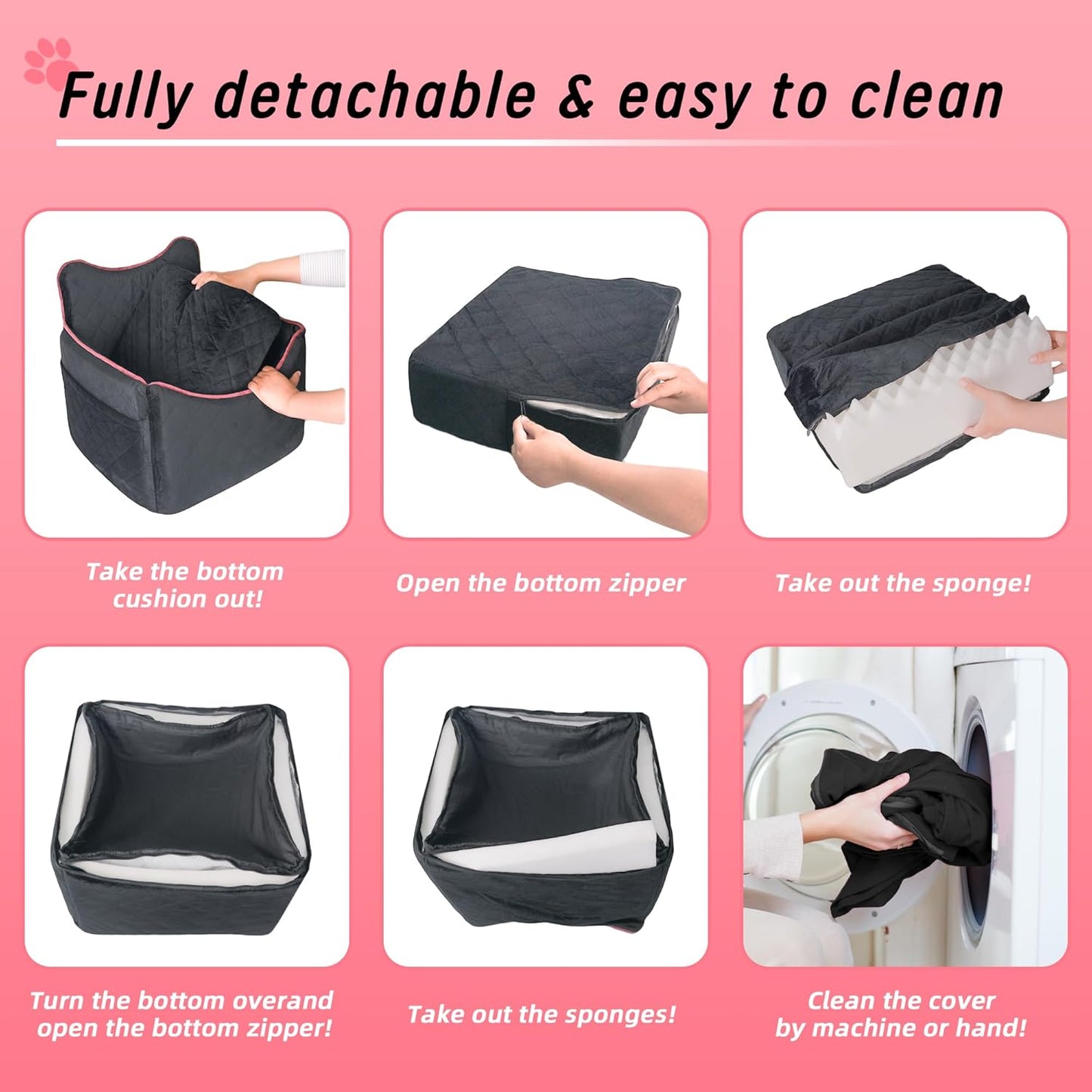 iPEGTOP Dog Car Seat for Small Medium Dogs Under 35 lbs, Washable Safety Cat Dog Booster Puppy Travel Bed with Memory Foam Cushion Secure Safe Buckles & Clip-On Leash, Black