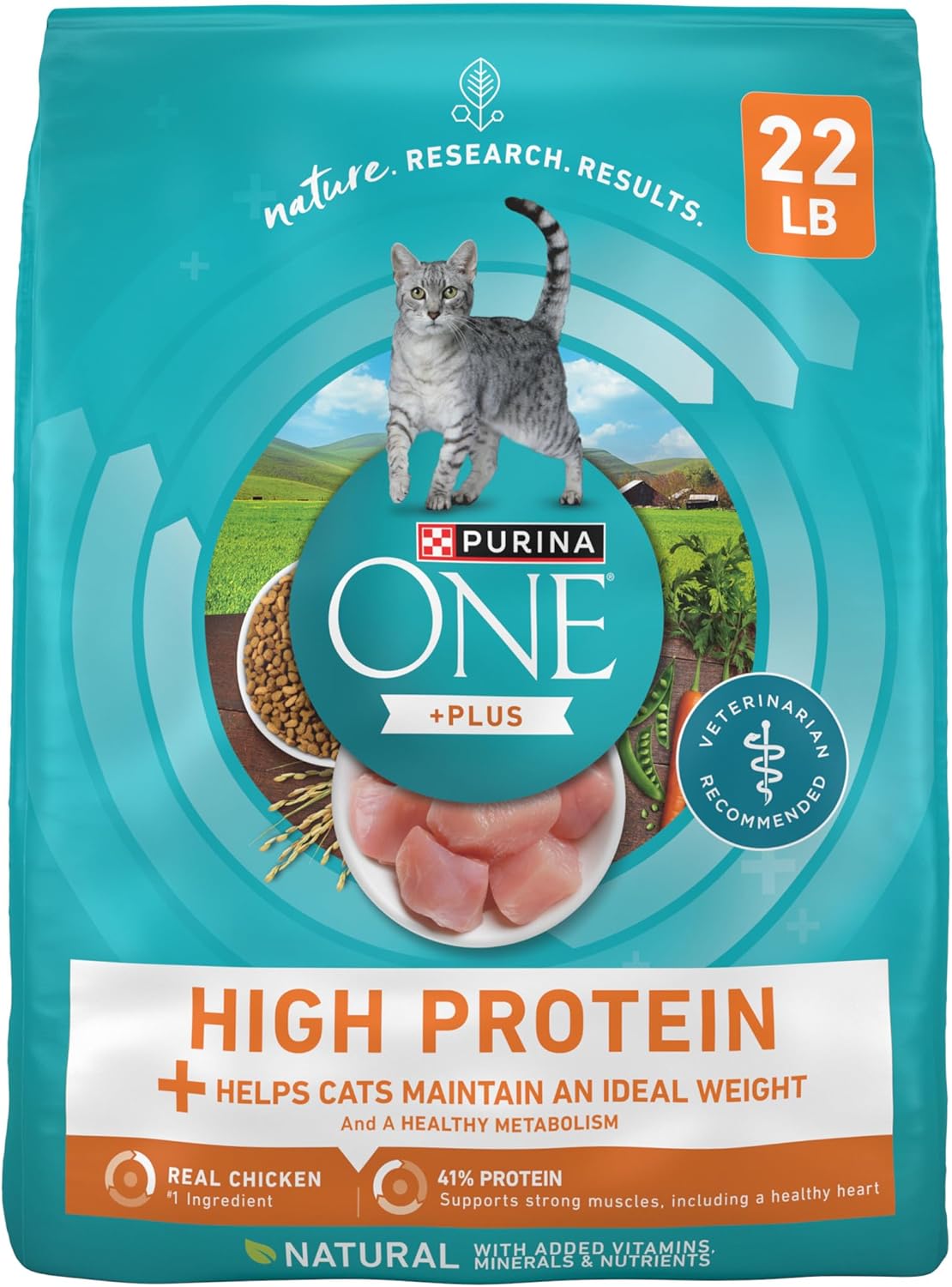 Purina ONE High Protein, Healthy Weight Plus Ideal With Chicken Dry Cat Food Formula - 22 lb. (Pack of 1)