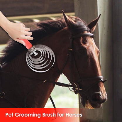 Horse Shedding Brush – Spring Steel Reversible Shedding Comb, Curry Grooming Brushes | Ergonomic Handle Grooming Tool for Horses, Sheep, Farm Animals, Coat and Daily Care Brush for Barn Use
