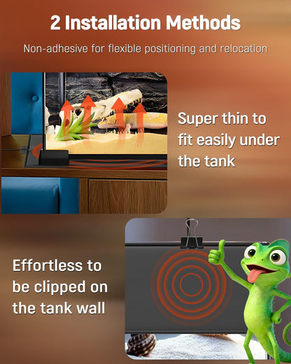 Pawfly Reptile Heat Pad with Thermostat & Timer - Reptile Heating Pads 25 W, 17.7 x 8 Inch Hermit Crabs Heating Pad, Heat Mat for Reptiles Turtles Frogs Snakes Lizards Geckos Plants Seedlings