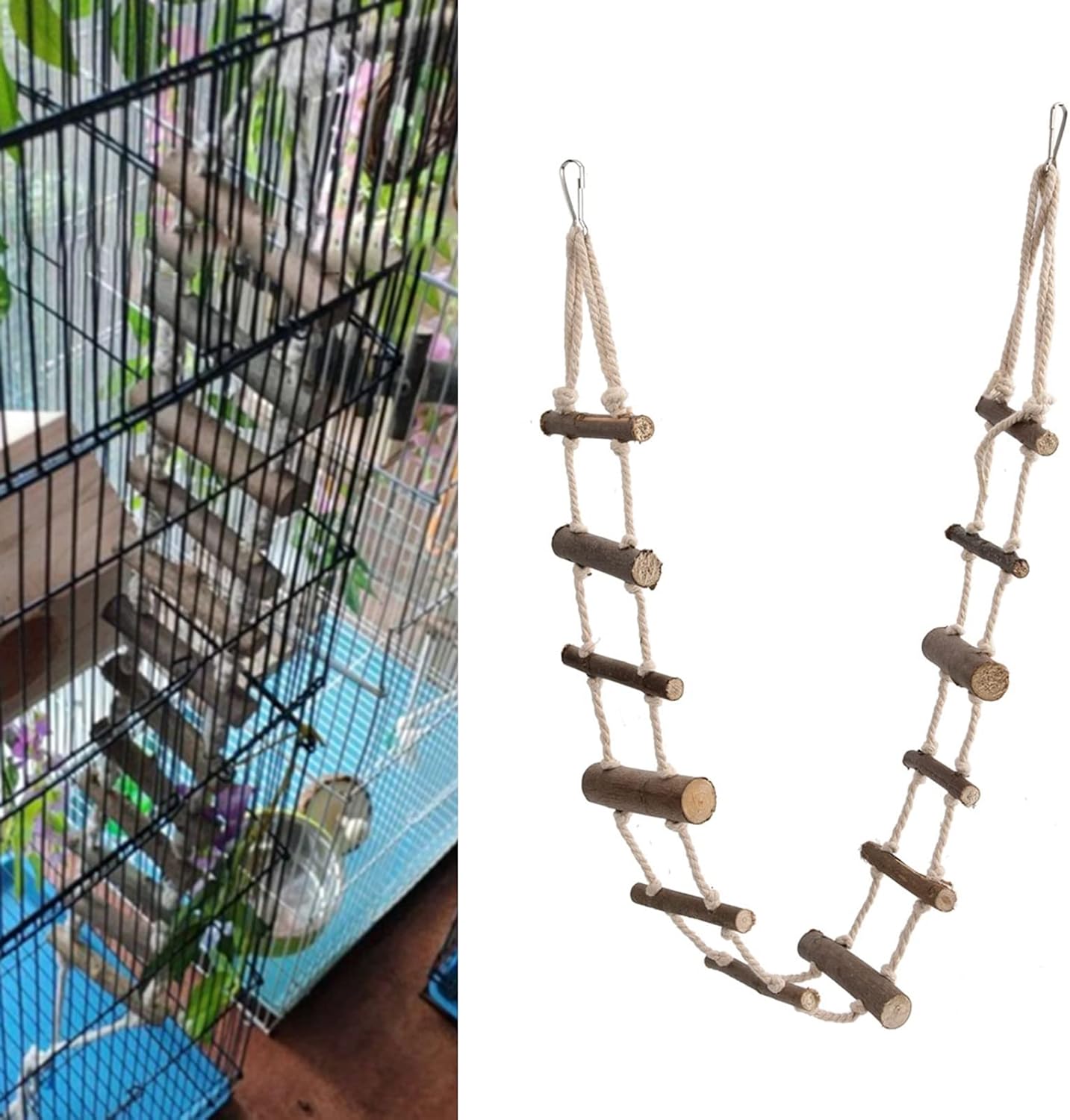 Pet Climbing Ladder, 100cm Small Pet Ladder, Adjustable with Hanging Hook for Hamsters Small Pets Toy Parrots