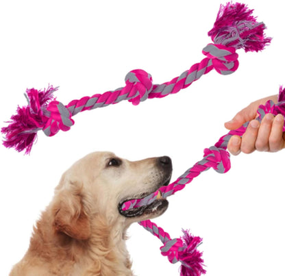SunGrow Pink Dog Rope Toys, Twisted Triple Knotted Rope Bone, 2 Pack for Aggressive Chewers, Large Dogs Extra Strong, Heavy-Duty Dog Pull, Tug of War Ropes