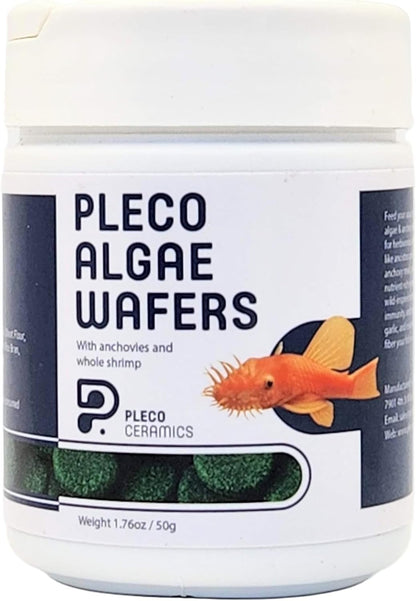 Plecoceramics Algae Wafers Universal Fish Food for Aquarium Fish, Turtles, Goldfish, Catfish - Spirulina Protein Wafers for Bottom Feeders (1.76 oz)