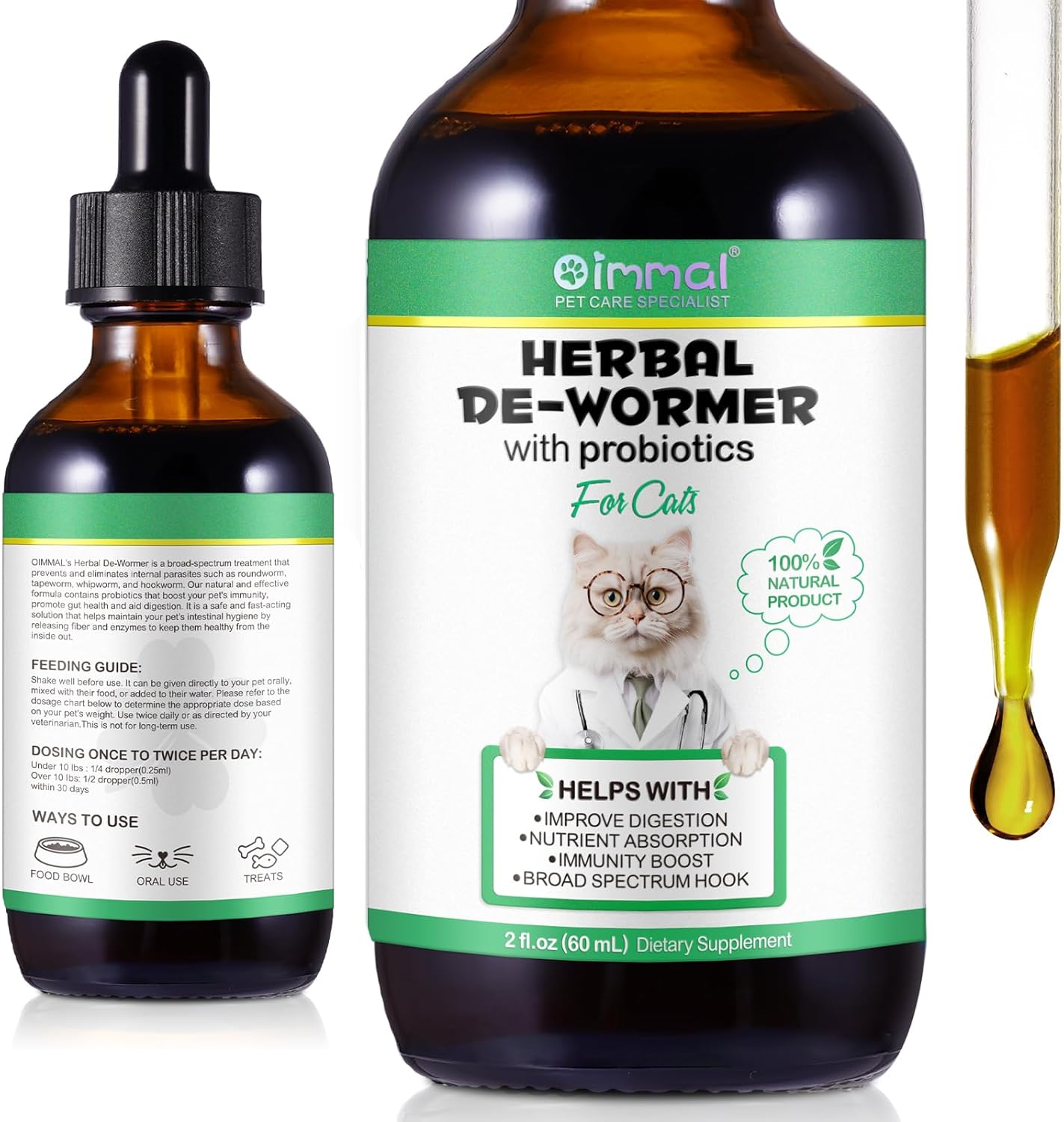 Specifically Formulated for Cats,Naturally Sourced Ingredients,Cats Natural Broad Spectrum Treatment with Probiotics,Gut Health,Digestive Support for All Cat All Ages and Breeds