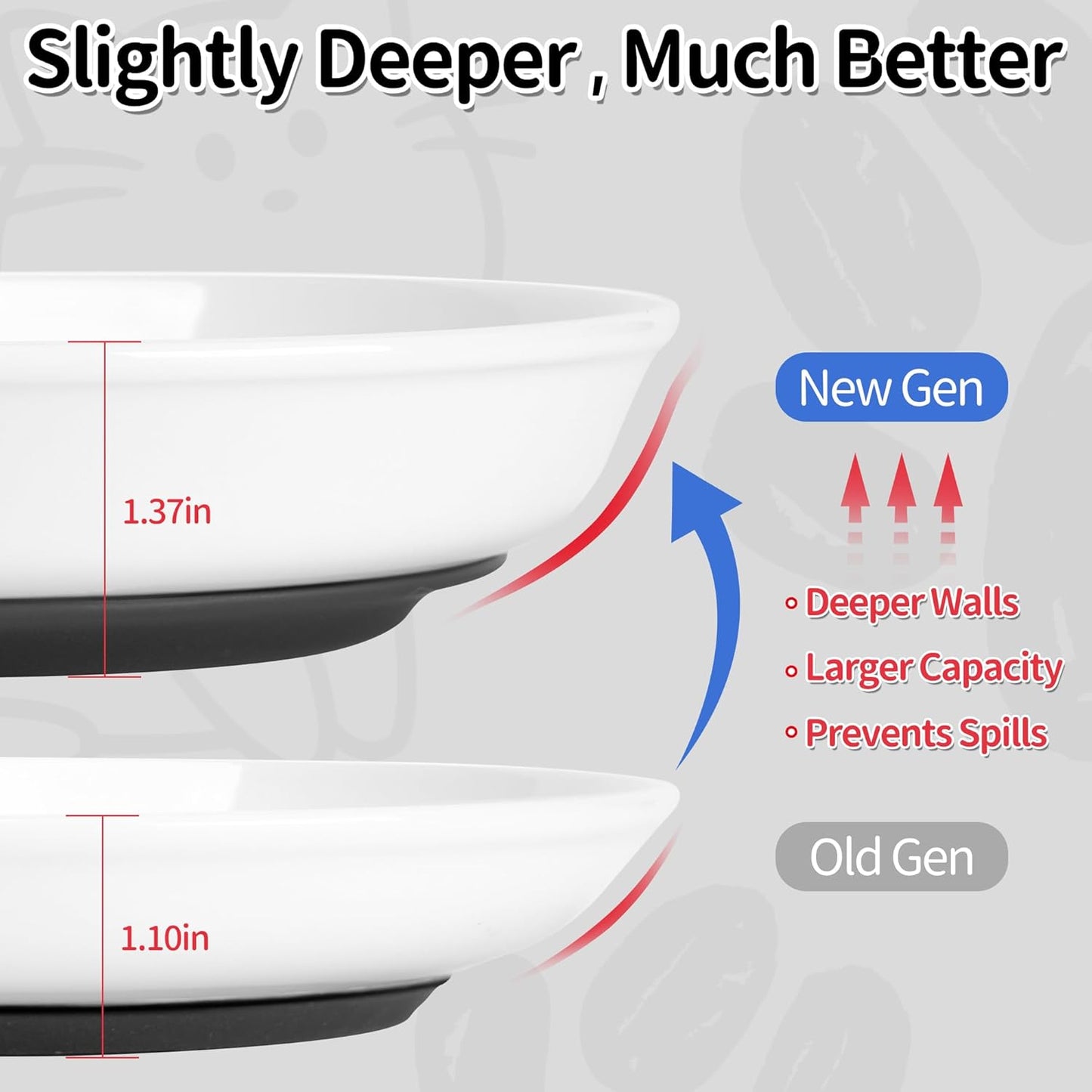 Cat Food Bowls, Whisker Friendly Ceramic Cats Bowls with Nonslip Silicone Base, Pack of 6 Quiet Dishes and Plates for Feeding Indoor Cats, Kittens and Small Dogs(Fishbone+Cat Paw,Shallower)