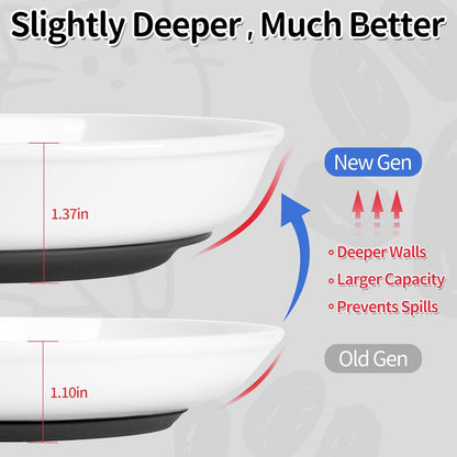 Cat Food Bowls, Whisker Friendly Ceramic Cats Bowls with Nonslip Silicone Base, Pack of 6 Quiet Dishes and Plates for Feeding Indoor Cats, Kittens and Small Dogs(Fishbone+Cat Paw,Shallower)