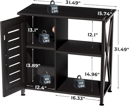 20-29 Gallon Fish Tank Stand, Aquarium Stand with Cabinet Accessories Storage, Heavy Duty Metal Frame, 31.49" L*15.74" W Tabletop, 330LBS Capacity, Black PG07YGB