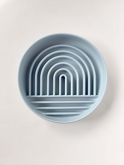 Modern Rainbow Pet Slow Feeder Bowl, Silicone Slow Feeder for Dogs & Puppies, Slow Eating, Modern Lick Mat Design, Reduces Gulping, Dishwasher Fit, for All Breed, Durable Mealtime Puzzle (Sky)
