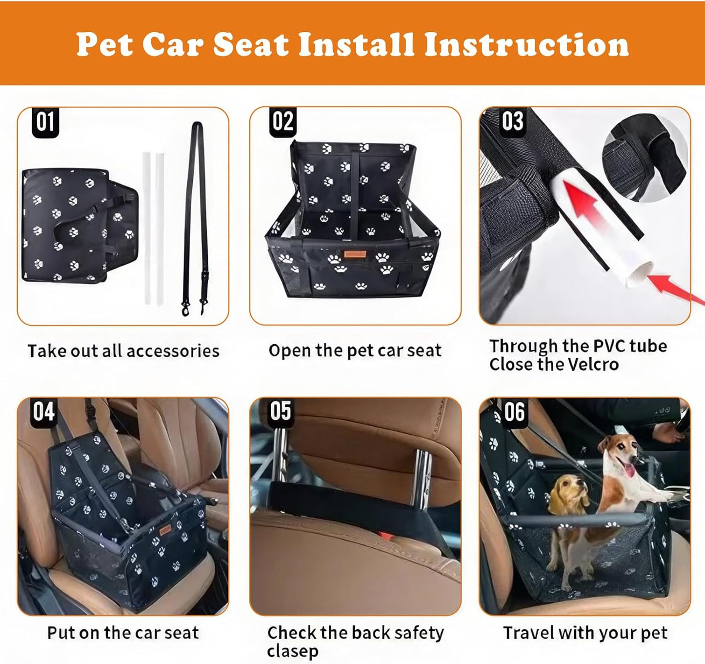 Dog Car Seat for Small Dogs, with Upgrade Support Rod, Breathable and Foldable, Easy Install Pet Car Seat, Travel Dog Bed, Dog Chair, Pet Car Basket
