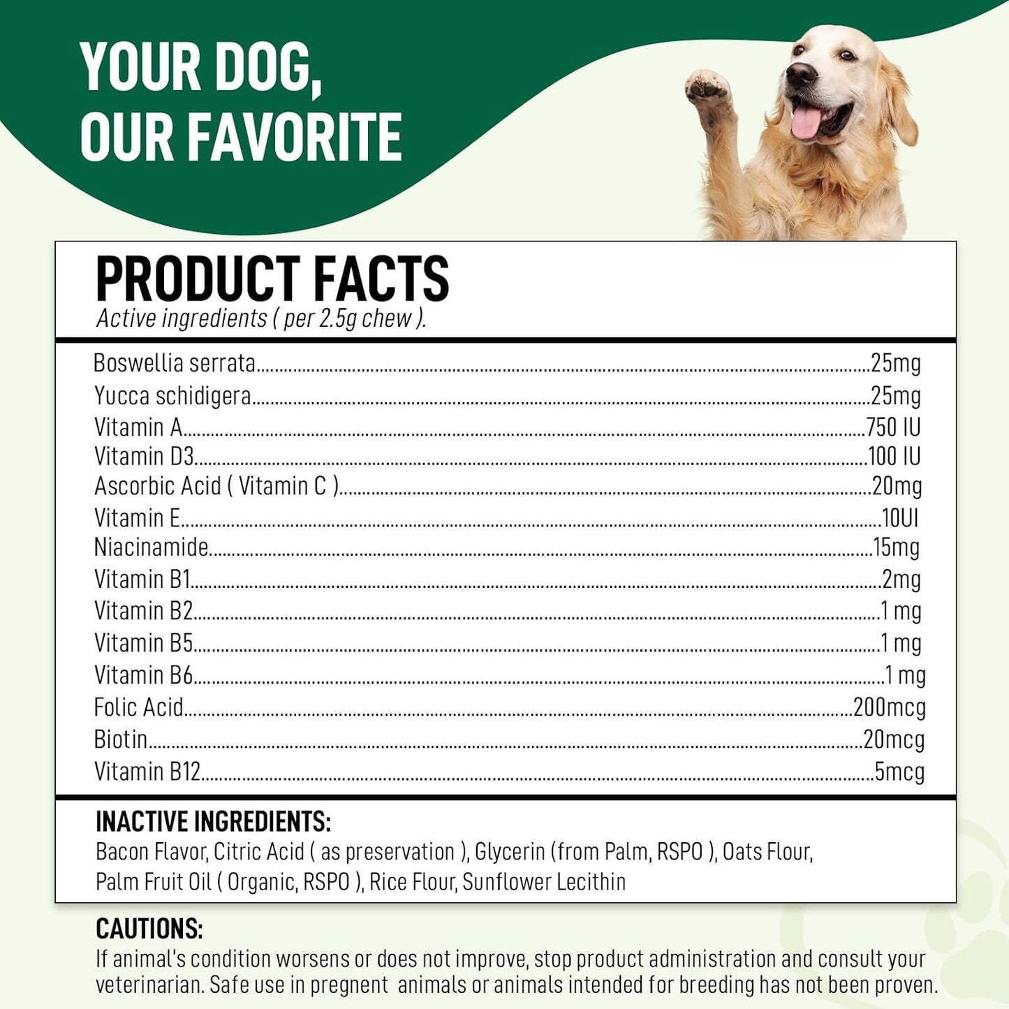 14 in 1- Multivitamin for Dogs 120 Chews - Daily Support for Active & Aging Dogs Vitamin A, D3, E, C, and B-Complex for Joint, Skin, Coat, Immune - Dog Multivitamins, Bacon Flavor