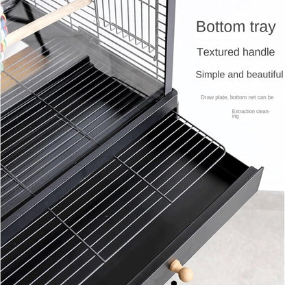 Bird Cage Clear Acrylic Bird Aviary Portable Tall Tiel Cage Parrot Cage Flight Birdcag Bird Carrier with Wooden Stand Travel Cage(White)