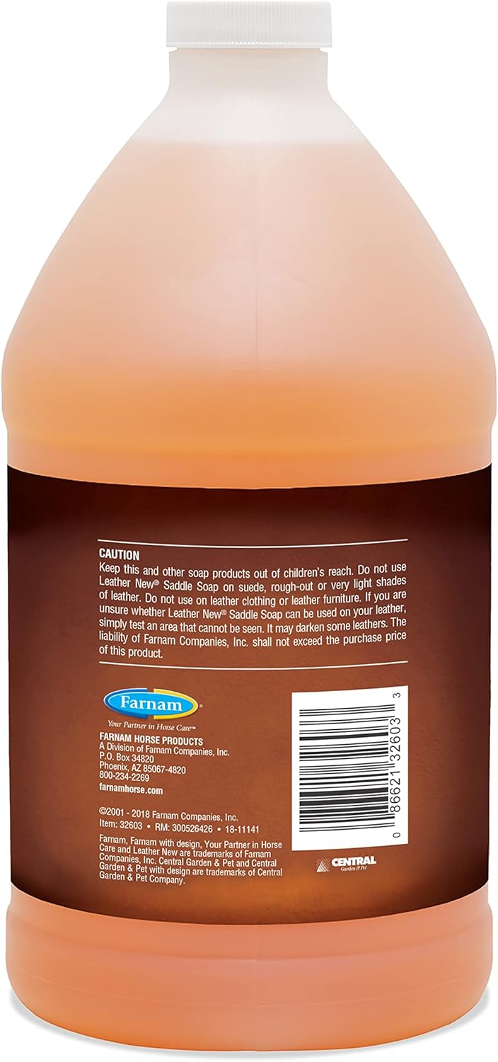 Farnam Leather New Easy-Polishing Glycerine Saddle Soap and Leather Saddle Cleaner, Protects and Preserves Leather, Cleans, Conditions and Polishes, 64 Oz.
