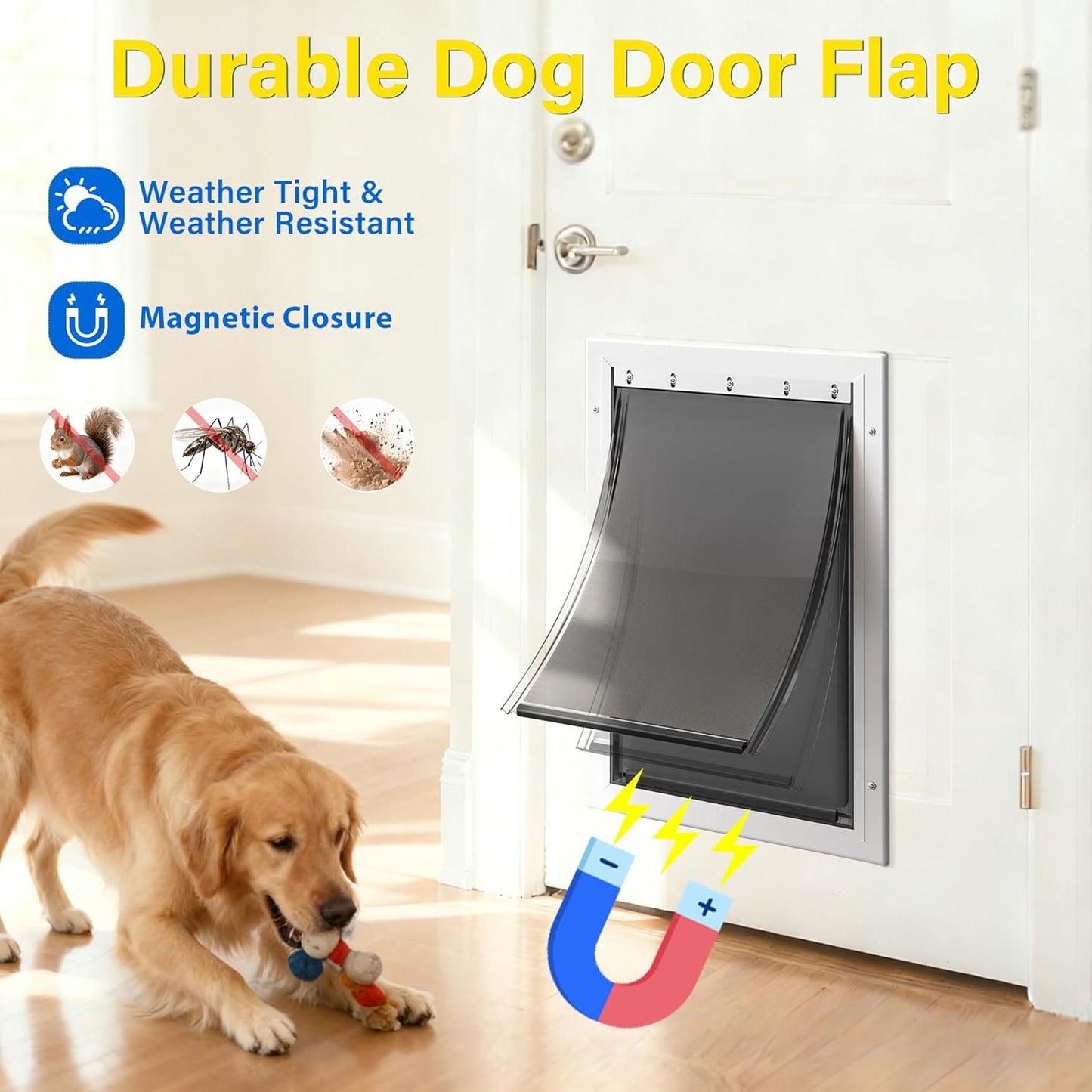 3-Flap Dog Door Replacement Insulated Flap with Clamp, Back Plate, Screws - Compatible with Large PetSafe Extreme Weather Aluminum Pet Door, PAC11-11039 10 1/8" X 16 7/8"(Smoky Translucent)