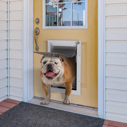 Baboni 3-Flaps Pet Door for Interior and Exterior Doors, Steel Frame and Telescoping Tunnel, Strong and Durable Dog Door (Pets Up to 100 Lb) -Large