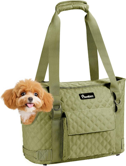Pawaboo Dog Purse Carrier for Small Dogs with Pocket, Lightweight Dogs and Puppies Tote Bag Carrier, Dog Carriers Soft Sided for Puppy Cat Rabbit, Travel Puppy Carriers Under 11 LBS, Matcha Green