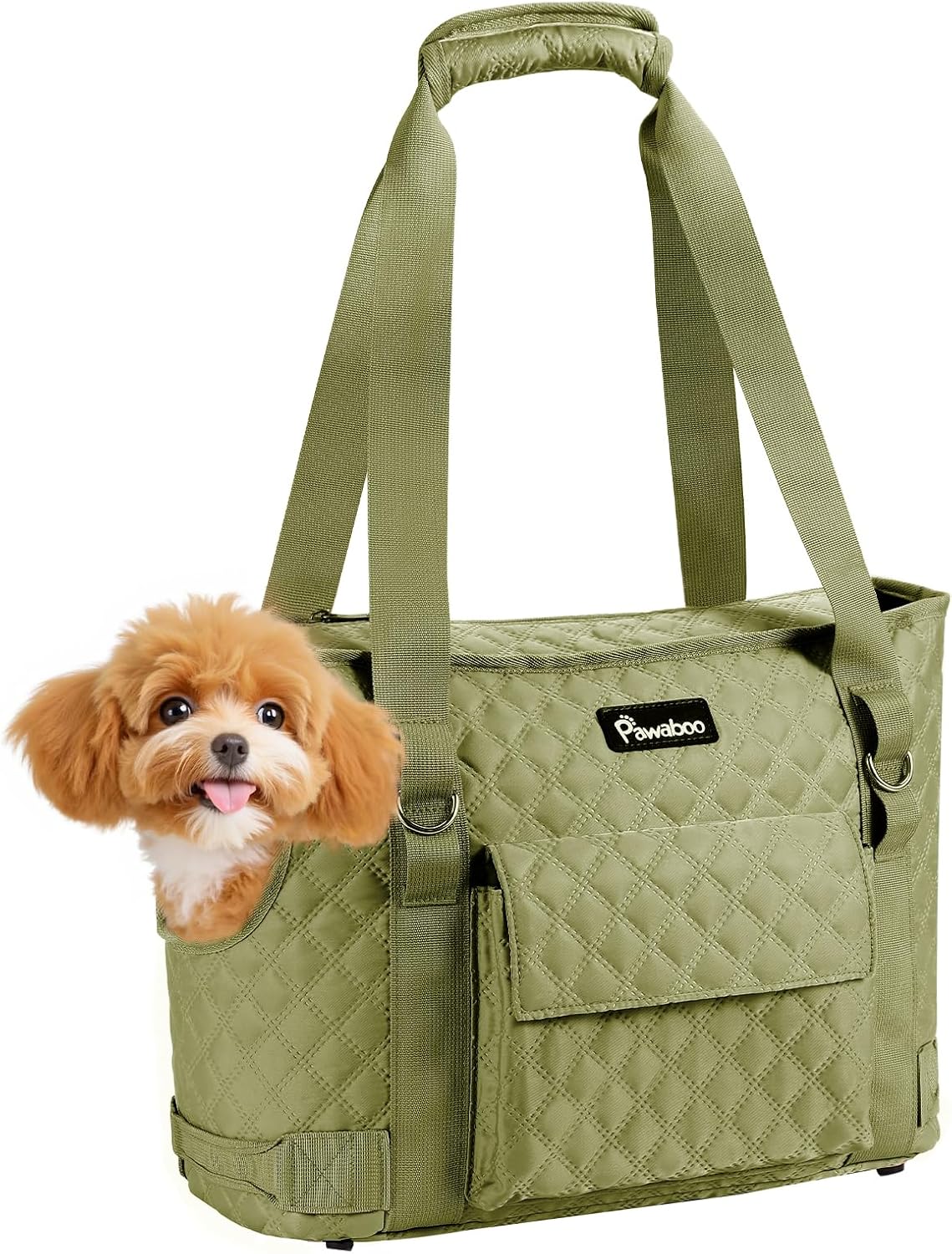 Pawaboo Dog Purse Carrier for Small Dogs with Pocket, Lightweight Dogs and Puppies Tote Bag Carrier, Dog Carriers Soft Sided for Puppy Cat Rabbit, Travel Puppy Carriers Under 11 LBS, Matcha Green
