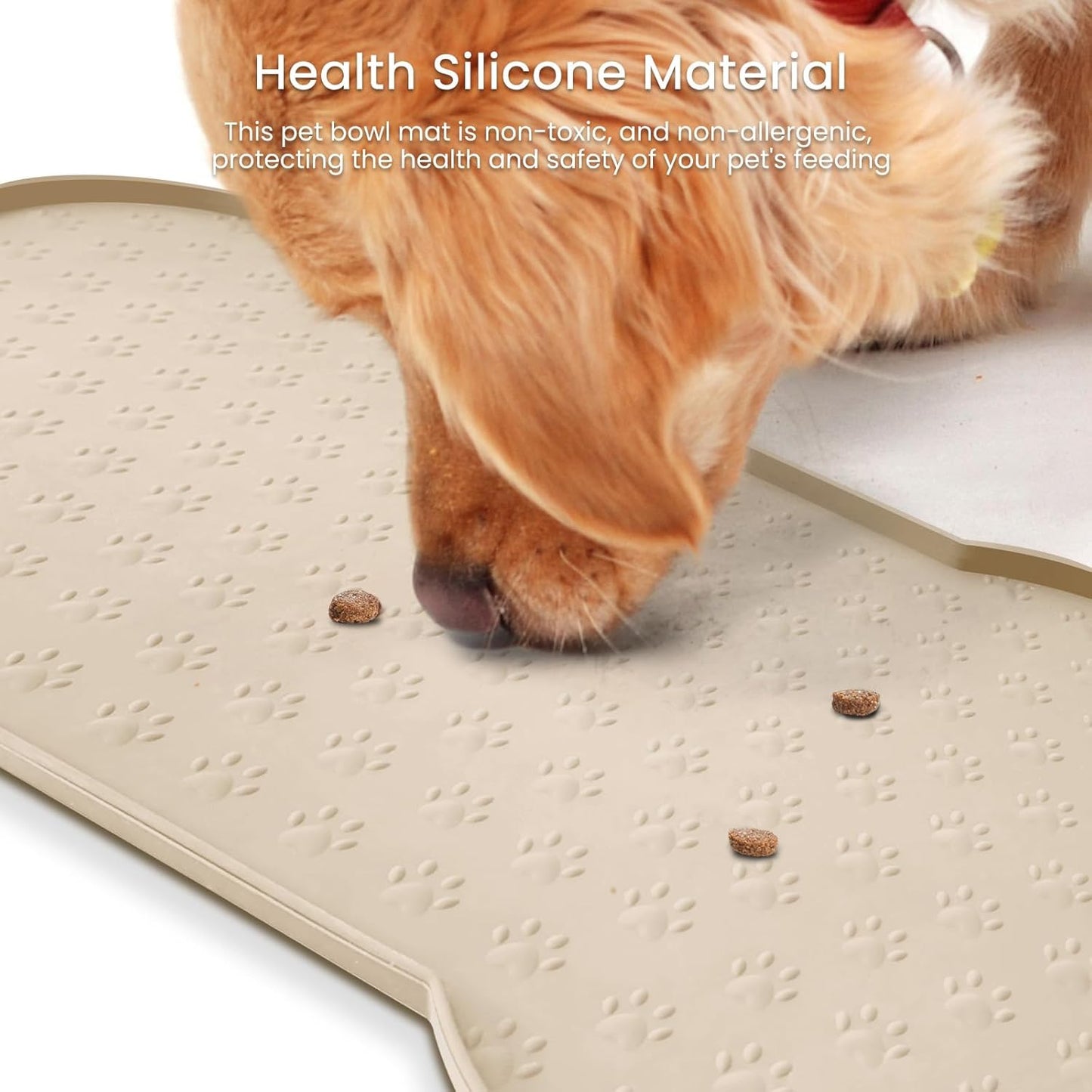 Dog Food Mat Anti-Slip Silicone Dog Bowl Mat Thicker Pet Placemat Waterproof Cat Feeder Pad with Raised Edge Puppy Kitten Feeding Mats Suitable Small Medium-Sized Dogs Cats Eating Tray