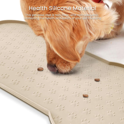 Dog Food Mat Anti-Slip Silicone Dog Bowl Mat Thicker Pet Placemat Waterproof Cat Feeder Pad with Raised Edge Puppy Kitten Feeding Mats Suitable Small Medium-Sized Dogs Cats Eating Tray